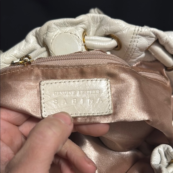 Sabina Elegant white soft Leather Bag with Gold Accents 80s - Picture 9 of 14